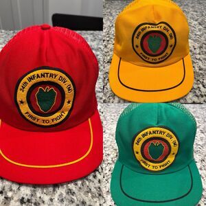 Vintage 24th Infantry Army Made in USA Military Lot Of 3 Adjustable